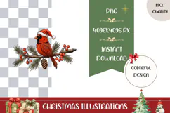 Cartoon Christmas Bird Illustration, Red Cardinal PNG Product Image 1