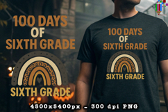 100 Days of Sixth Grade Boho Rainbow PNG Product Image 2