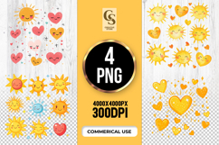 Cute Sun And Heart Clipart Sublimation PNG Product Image 1