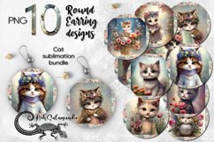 Cats Round earring | Watercolor Sublimation design bundle Product Image 1