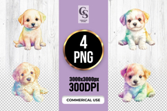 Cute Puppy Watercolor Clipart Sublimation PNG Product Image 1
