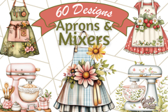Cottagecore Kitchen Mixer, Apron PNG Clipart, Retro Floral Product Image 1