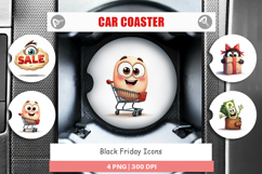 Black Friday Icons Car Coaster Product Image 1