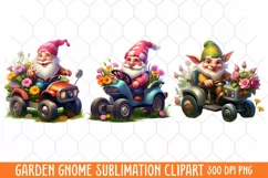 Garden Gnome Sublimation clipart, Watercolor Clipart Product Image 1