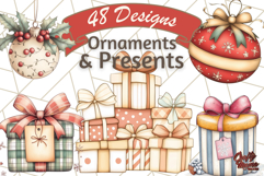 Vintage Christmas Ornaments and Presents PNG Holiday Clipart Product Image 1