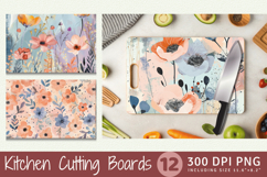 Pastel Mixed Media Flowers Cutting Boards sublimation Design Product Image 1