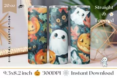 Halloween Pumpkins Tumbler Design, Cartoon Halloween Tumbler Product Image 1