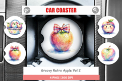 Groovy Retro Apple Car Coaster Product Image 1