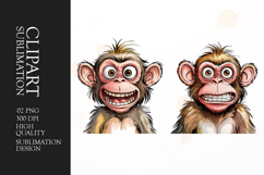 Grumpy monkey watercolor clipart sublimation Product Image 1