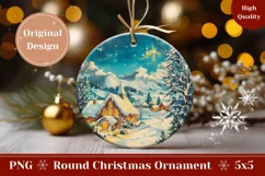 Christmas Village Ornament Print, Winter Ornament PNG Product Image 1