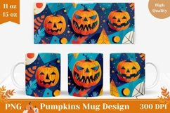 Halloween Pumpkins Mug Wrap, Halloween Coffee Mug Template Product Image 1