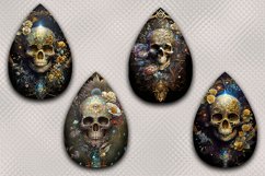 Hanging Earrings I 4 Designs with Skull and Flowers, PNG Product Image 2