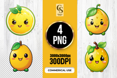 Cute Yellow Citrus Characters Clipart Sublimation PNG Product Image 1