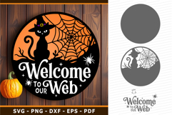 Welcome To Our Web Halloween Round Door Hanger Sign SVG File Product Image 1