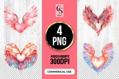 Heart with Wings Angel Clipart Sublimation PNG Product Image 1