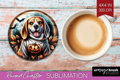 Beagle Dog Round Coaster Halloween Coaster PNG Sublimation Product Image 1