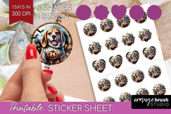 Beagle Dog Round Sticker Halloween Printable Sticker Sheet Product Image 1