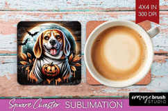 Beagle Dog Square Coaster Halloween Coaster PNG Sublimation Product Image 1
