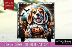 Beagle Dog Slate PNG Halloween Square Slate Sublimation Product Image 1