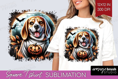 Beagle Dog Square Tshirt Background Halloween PNG Product Image 1