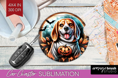 Beagle Dog Car Coaster Halloween Coaster PNG Sublimation Product Image 1