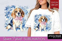 Beagle Dog Square Tshirt Background Blue Toile PNG Product Image 1
