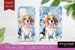 Beagle Dog Phone Case PNG Blue Toile Case PNG Sublimation Product Image 1