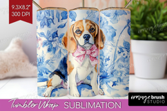 Beagle Dog Tumbler Wrap Blue Toile Tumbler PNG Sublimation Product Image 1