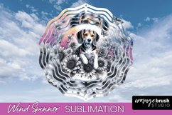 Beagle Wind Spinner Dog Sublimation Floral PNG Product Image 1