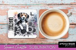 Dog Square Coaster - Dog Mom Floral Coaster Sublimation Product Image 1
