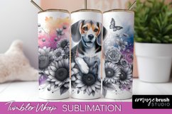 Beagle Floral Tumbler Wrap Sublimation, Floral Tumbler PNG Product Image 1