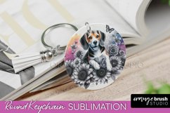Beagle Keychain Dog Sublimation Floral PNG Product Image 1