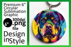 Vibrant Abstract Dog Round Design Keychain Sublimation Product Image 1