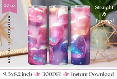 3D Glitter Hearts Tumbler Design, Valentine's Day Tumbler Product Image 1