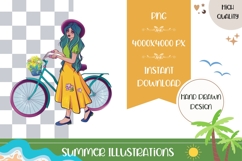 Hand Drawn Summer Girl Illustration, Summer Girl PNG Product Image 1