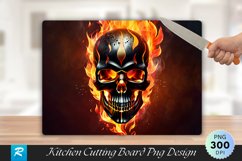 Skull With Fire Cutting Board Sublimation Design Product Image 1