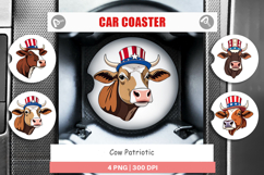 Car Coaster Cow Patriotic Product Image 1