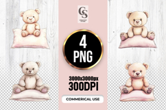 Cute Teddy Bear Pillow Clipart Sublimation PNG Product Image 1
