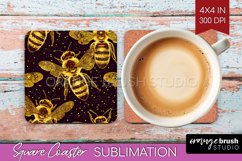 Bee Square Coaster - Honey Bee Coaster PNG Sublimation Product Image 1