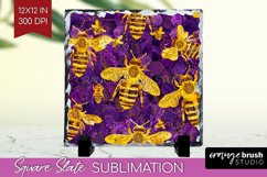 Bee Slate PNG - Honey Bee Square Slate Sublimation Product Image 1