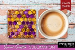 Bee Square Coaster - Honey Bee Coaster PNG Sublimation Product Image 1
