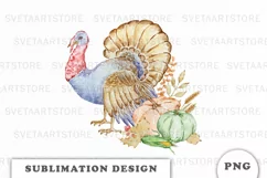 Watercolor Thanksgiving sublimation png Product Image 1