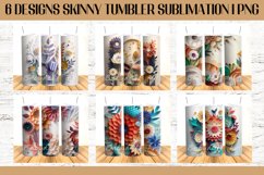 3D Papercut Flowers Tumbler Sublimation Design PNG Product Image 1