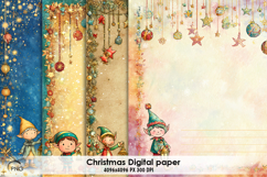 Christmas Elf digital paper, background clipart Product Image 1
