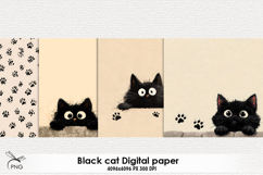 Black cat digital paper Product Image 1