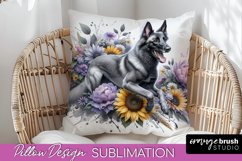 Belgian Malinois Pillow Cover Dog Sublimation Floral PNG Product Image 1
