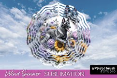 Belgian Malinois Wind Spinner Dog Sublimation Floral PNG Product Image 1