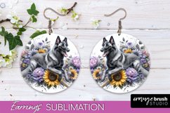 Belgian Malinois Earrings Dog Sublimation Floral PNG Product Image 1