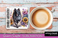 Dog Square Coaster - Dog Mom Floral Coaster Sublimation Product Image 1