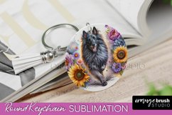 Belgian Tervuren Keychain Dog Sublimation Floral PNG Product Image 1